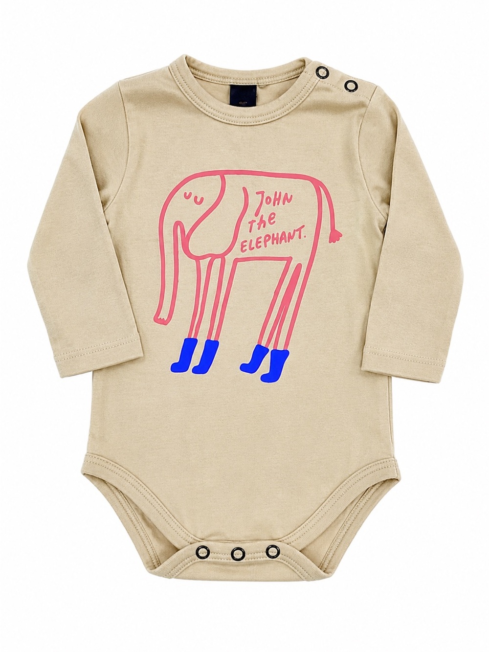 Baby Organic Cotton Bodysuit 3–6M | Elephant Graphic Long Sleeve Onesie
